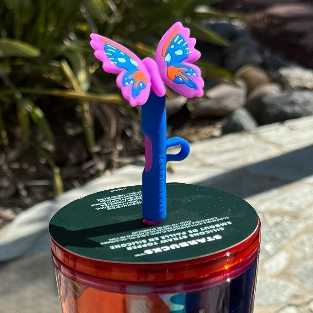 STARBUCKS 2024 SUMMER COLLECTIBLE BUTTERFLY SILICONE STRAW TOPPER PSYCHE… - Picture 8 of 8
